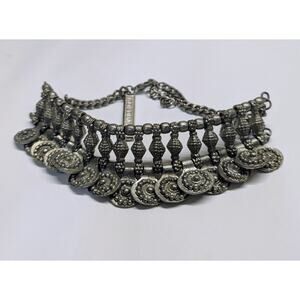 Goldbarr for Free People Heavy Tulum Statement Coin Collar Necklace Silver